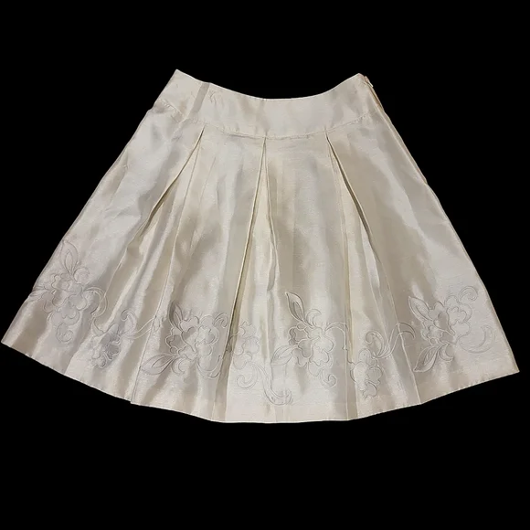Ivory Embroidered Pleated SheSunee Skirt - Picture 1 of 5